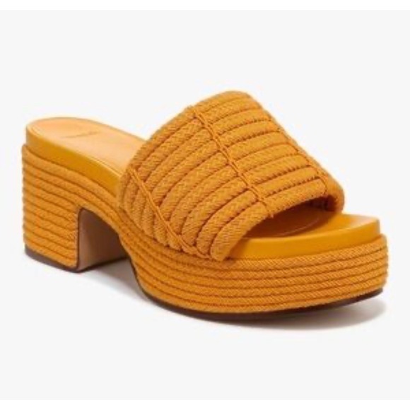 Vince Margo Cord Platform Slide Sandals Mustard Yellow Size 5.5 NIB Designer